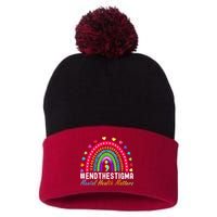 Mental Health Matters End The Stigma Rainbow Leopard Boho Pom Pom 12in Knit Beanie
