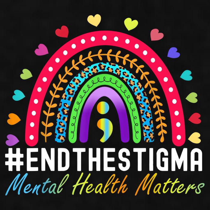 Mental Health Matters End The Stigma Rainbow Leopard Boho Ladies PosiCharge Tri-Blend Wicking Tank