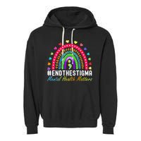 Mental Health Matters End The Stigma Rainbow Leopard Boho Garment-Dyed Fleece Hoodie