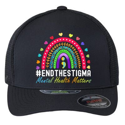 Mental Health Matters End The Stigma Rainbow Leopard Boho Flexfit Unipanel Trucker Cap