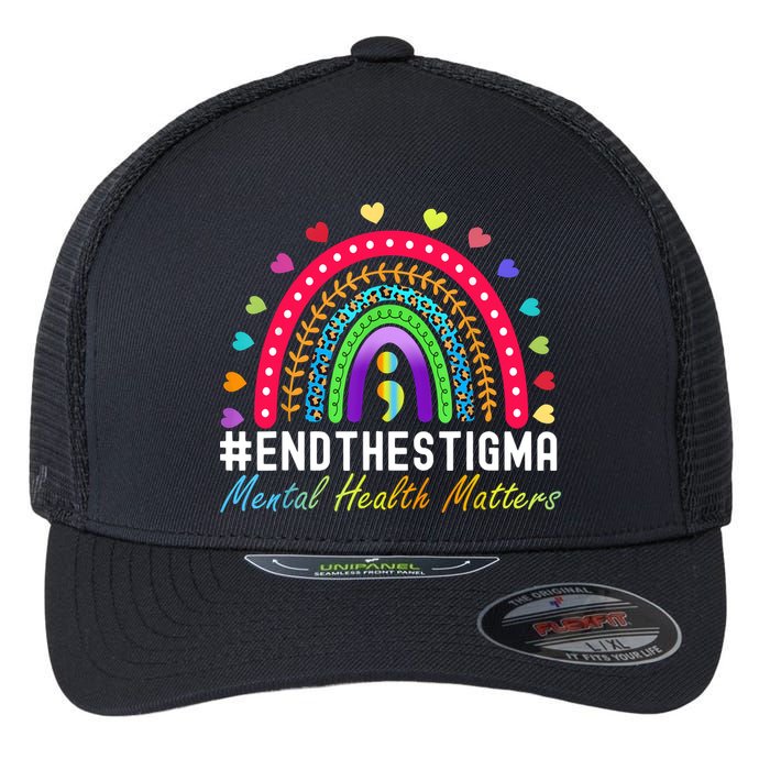 Mental Health Matters End The Stigma Rainbow Leopard Boho Flexfit Unipanel Trucker Cap