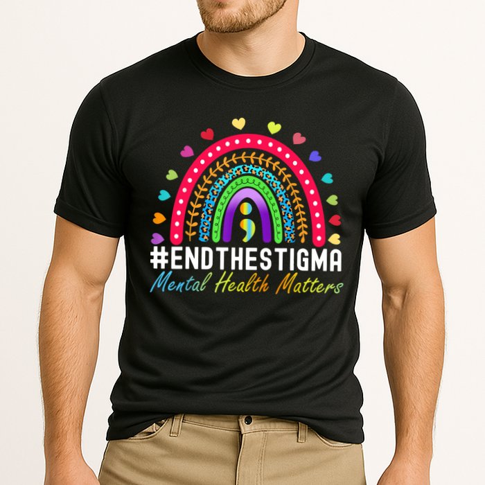 Mental Health Matters End The Stigma Rainbow Leopard Boho Performance Shirt