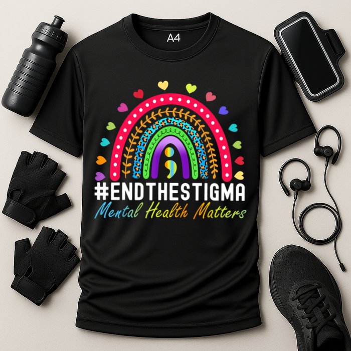 Mental Health Matters End The Stigma Rainbow Leopard Boho Performance Shirt