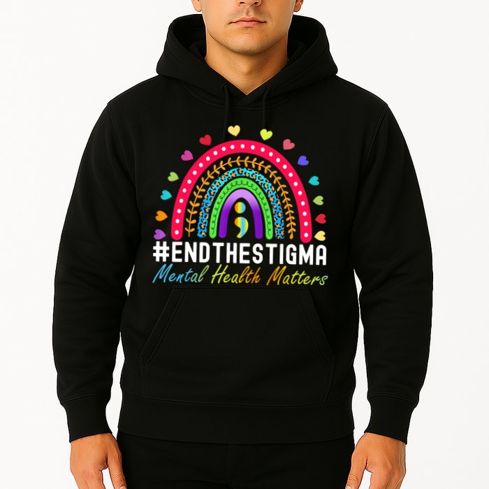 Mental Health Matters End The Stigma Rainbow Leopard Boho Hoodie