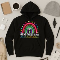 Mental Health Matters End The Stigma Rainbow Leopard Boho Hoodie
