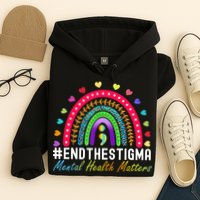 Mental Health Matters End The Stigma Rainbow Leopard Boho Hoodie