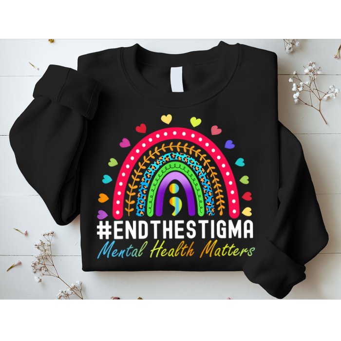 Mental Health Matters End The Stigma Rainbow Leopard Boho Sweatshirt