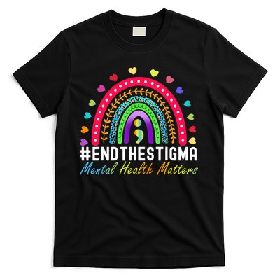 Mental Health Matters End The Stigma Rainbow Leopard Boho T-Shirt
