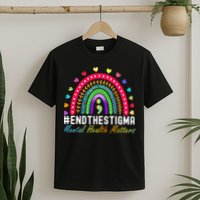 Mental Health Matters End The Stigma Rainbow Leopard Boho T-Shirt