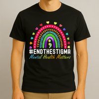 Mental Health Matters End The Stigma Rainbow Leopard Boho T-Shirt