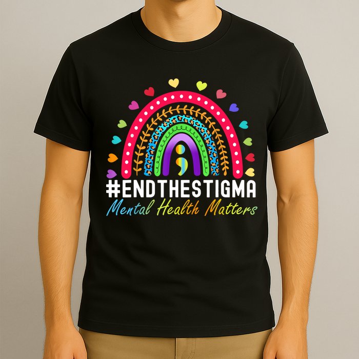 Mental Health Matters End The Stigma Rainbow Leopard Boho T-Shirt