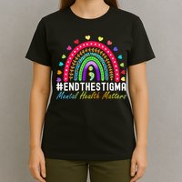 Mental Health Matters End The Stigma Rainbow Leopard Boho T-Shirt