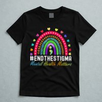 Mental Health Matters End The Stigma Rainbow Leopard Boho T-Shirt