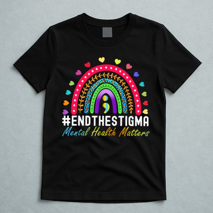Mental Health Matters End The Stigma Rainbow Leopard Boho T-Shirt