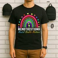 Mental Health Matters End The Stigma Rainbow Leopard Boho T-Shirt