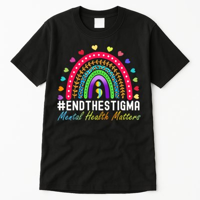 Mental Health Matters End The Stigma Rainbow Leopard Boho Tall T-Shirt