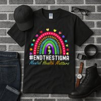 Mental Health Matters End The Stigma Rainbow Leopard Boho Tall T-Shirt