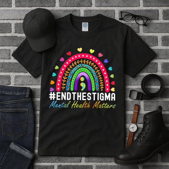 Mental Health Matters End The Stigma Rainbow Leopard Boho Tall T-Shirt