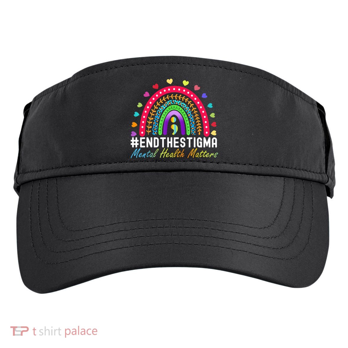 Mental Health Matters End The Stigma Rainbow Leopard Boho Adult Drive Performance Visor