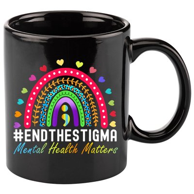 Mental Health Matters End The Stigma Rainbow Leopard Boho 11oz C Handle Ceramic Mug