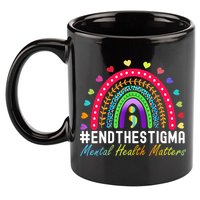 Mental Health Matters End The Stigma Rainbow Leopard Boho 11oz C Handle Ceramic Mug