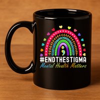 Mental Health Matters End The Stigma Rainbow Leopard Boho 11oz C Handle Ceramic Mug