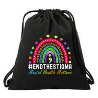 Mental Health Matters End The Stigma Rainbow Leopard Boho Drawstring Bag