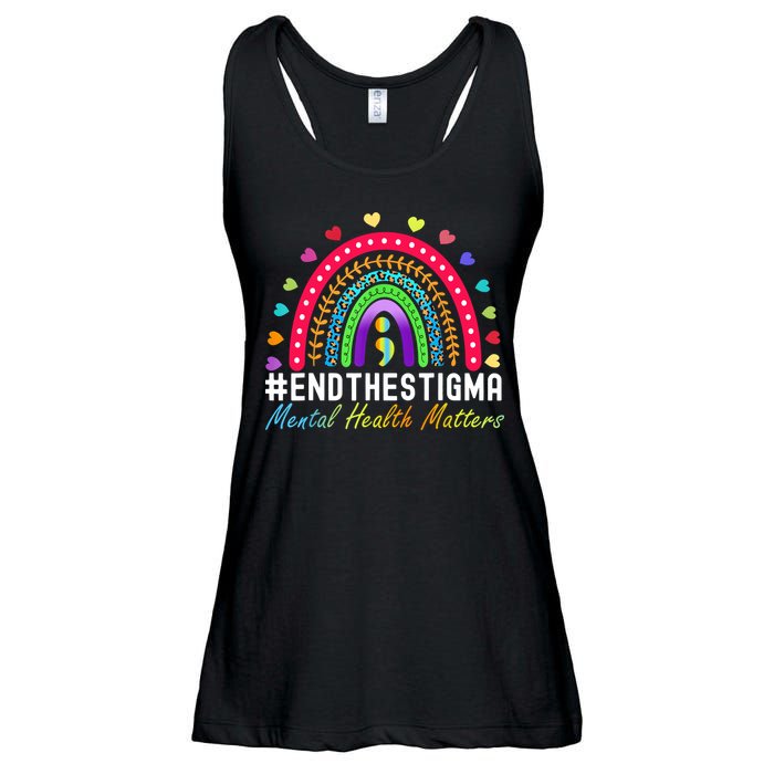 Mental Health Matters End The Stigma Rainbow Leopard Boho Ladies Essential Flowy Tank