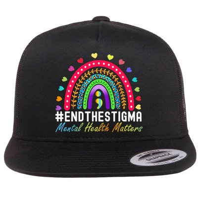 Mental Health Matters End The Stigma Rainbow Leopard Boho Flatbill Hat