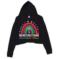 Mental Health Matters End The Stigma Rainbow Leopard Boho Crop Fleece Hoodie