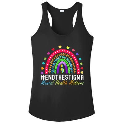 Mental Health Matters End The Stigma Rainbow Leopard Boho Ladies PosiCharge Competitor Racerback Tank