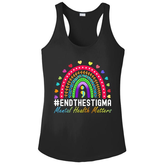 Mental Health Matters End The Stigma Rainbow Leopard Boho Ladies PosiCharge Competitor Racerback Tank
