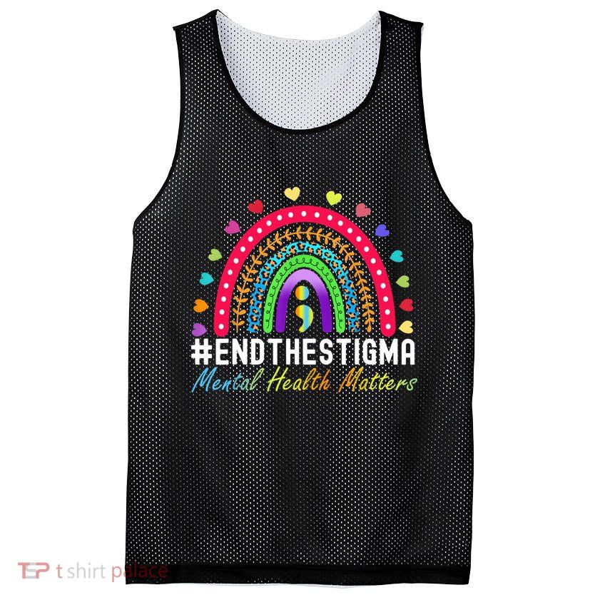 Mental Health Matters End The Stigma Rainbow Leopard Boho Mesh Reversible Basketball Jersey Tank