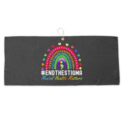 Mental Health Matters End The Stigma Rainbow Leopard Boho Large Microfiber Waffle Golf Towel