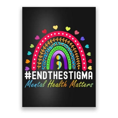 Mental Health Matters End The Stigma Rainbow Leopard Boho Poster