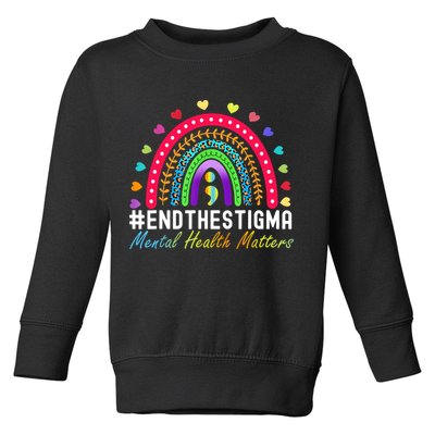 Mental Health Matters End The Stigma Rainbow Leopard Boho Toddler Sweatshirt