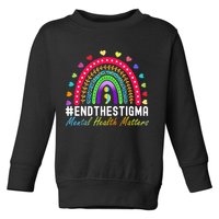 Mental Health Matters End The Stigma Rainbow Leopard Boho Toddler Sweatshirt