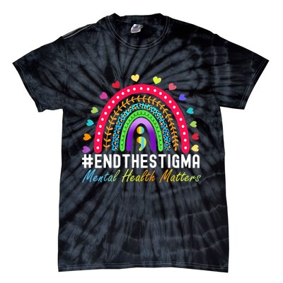 Mental Health Matters End The Stigma Rainbow Leopard Boho Tie-Dye T-Shirt