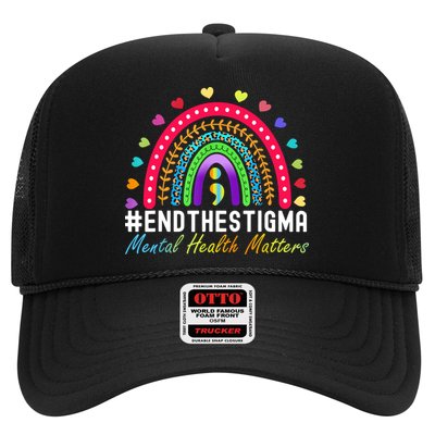 Mental Health Matters End The Stigma Rainbow Leopard Boho Trucker Hat