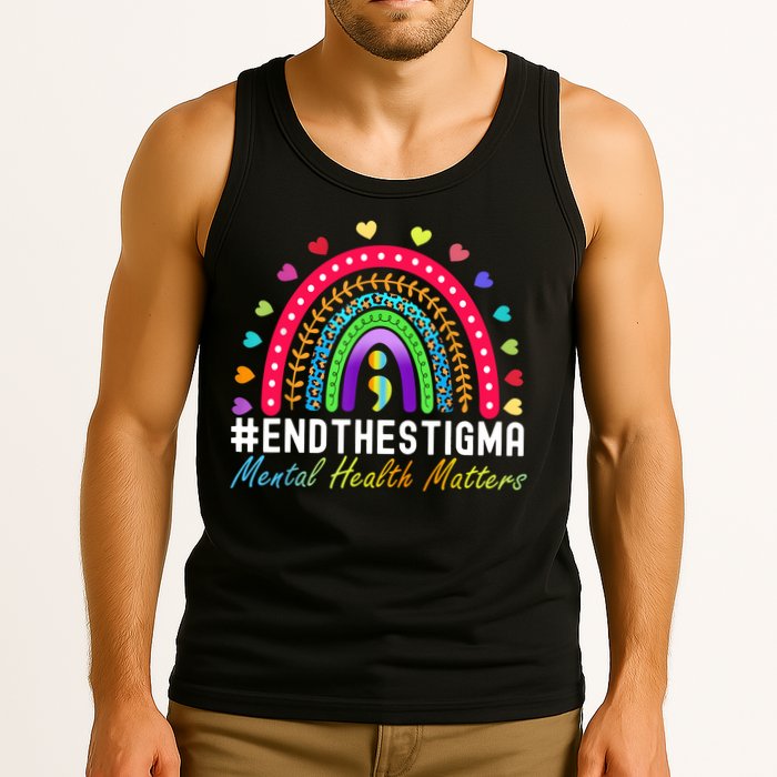 Mental Health Matters End The Stigma Rainbow Leopard Boho Tank Top
