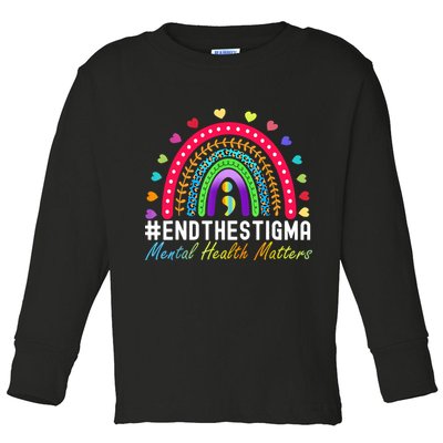 Mental Health Matters End The Stigma Rainbow Leopard Boho Toddler Long Sleeve Shirt