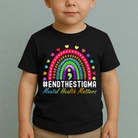 Mental Health Matters End The Stigma Rainbow Leopard Boho Toddler T-Shirt