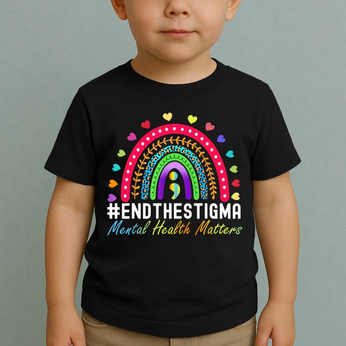 Mental Health Matters End The Stigma Rainbow Leopard Boho Toddler T-Shirt