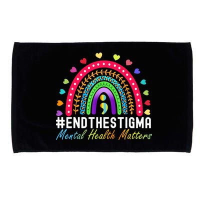 Mental Health Matters End The Stigma Rainbow Leopard Boho Microfiber Hand Towel