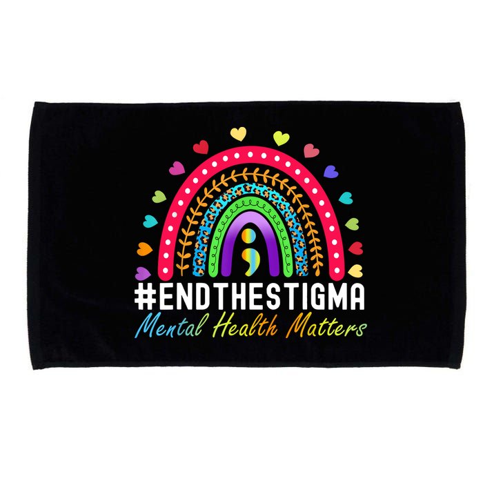 Mental Health Matters End The Stigma Rainbow Leopard Boho Microfiber Hand Towel