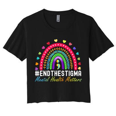 Mental Health Matters End The Stigma Rainbow Leopard Boho Crop Top