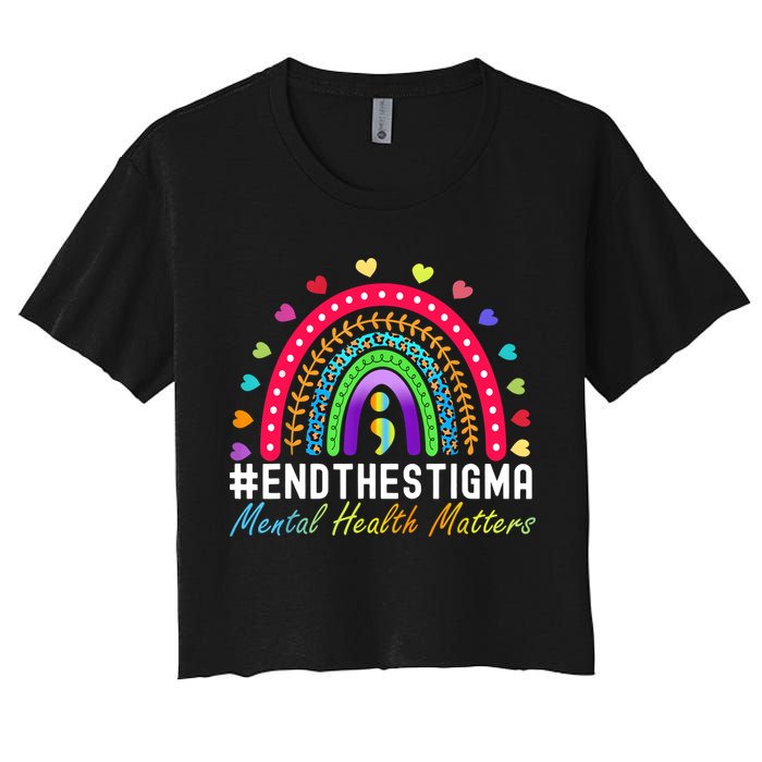 Mental Health Matters End The Stigma Rainbow Leopard Boho Crop Top