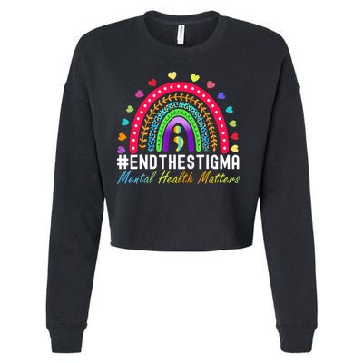Mental Health Matters End The Stigma Rainbow Leopard Boho Cropped Pullover Crew