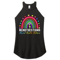 Mental Health Matters End The Stigma Rainbow Leopard Boho Women's Perfect Tri Rocker Tank