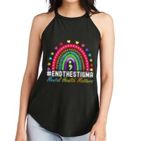 Mental Health Matters End The Stigma Rainbow Leopard Boho Women's Perfect Tri Rocker Tank